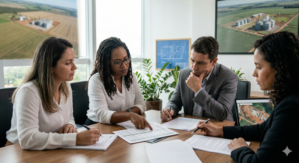 Profissionais analisando condições de trabalho e riscos em operação, representando fiscalização e integridade corporativa relacionada à lista suja do trabalho escravo no Brasil