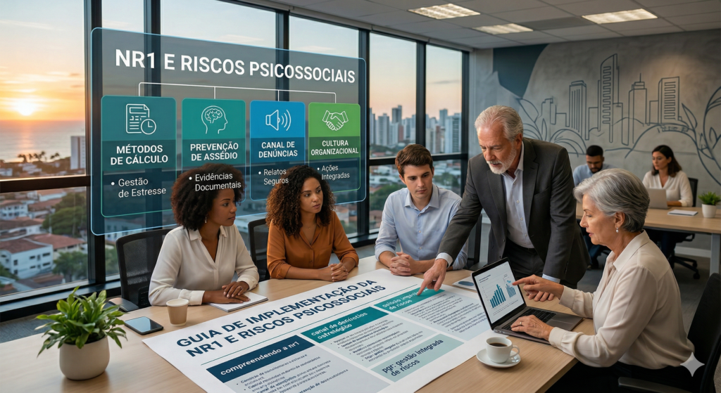 profissionais se preparando para a nr1